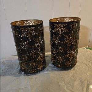 Elegant Black and Gold Candle Holders